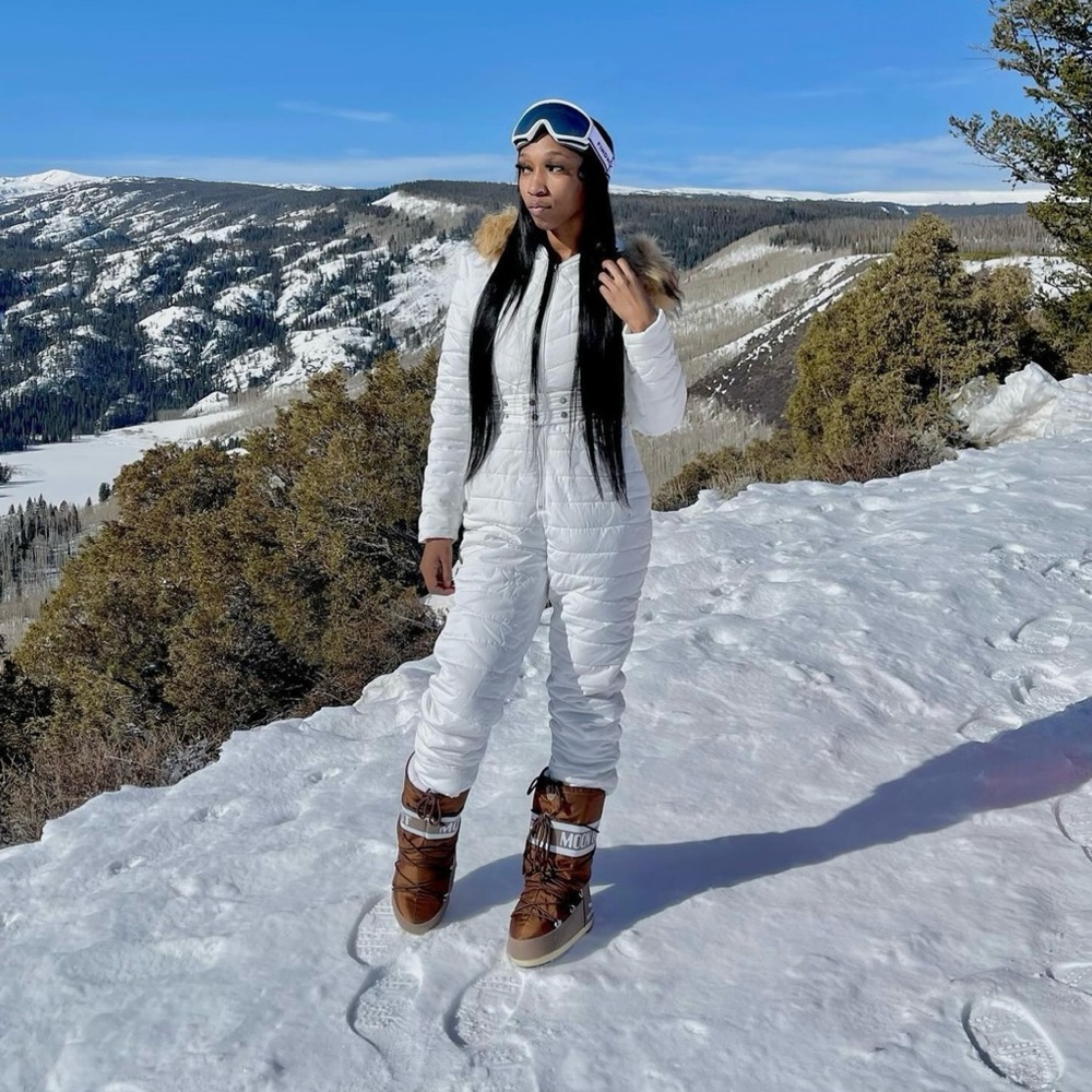 White ski suit onsie